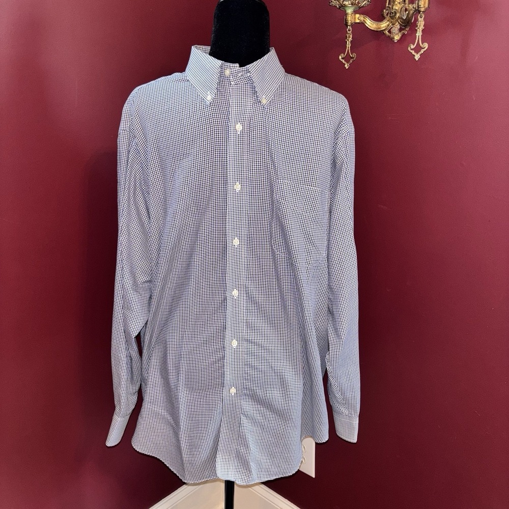Lauren Ralph Lauren Oxford Shirt Men 17.5 Sz XL 34/35 Blue Black White Checker